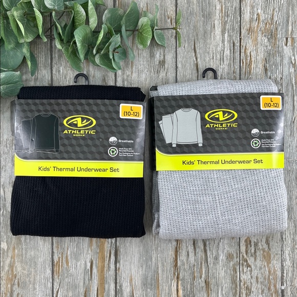 Athletic Works Other - Boys Thermal Underwear Pajama Long Sleeve Shirt & Pants 2, 2-Piece Sets Size L